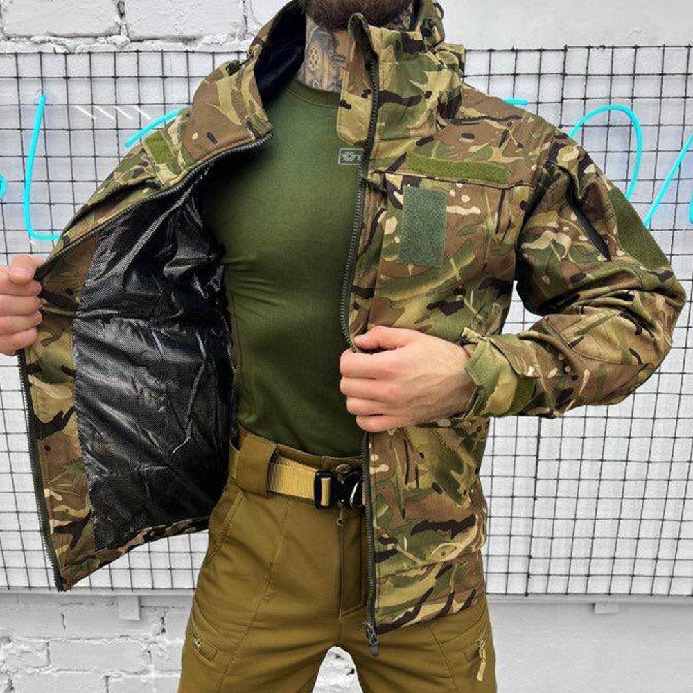 Чоловіча куртка Softshell з підкладкою Omni-Heat / Зимовий верхній одяг з липучками під шеврони мультикам розмір S