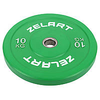Бамперные диски (блины) для кроссфита цветные 1 шт х 10 кг Zelart TA-7797-10 52 мм