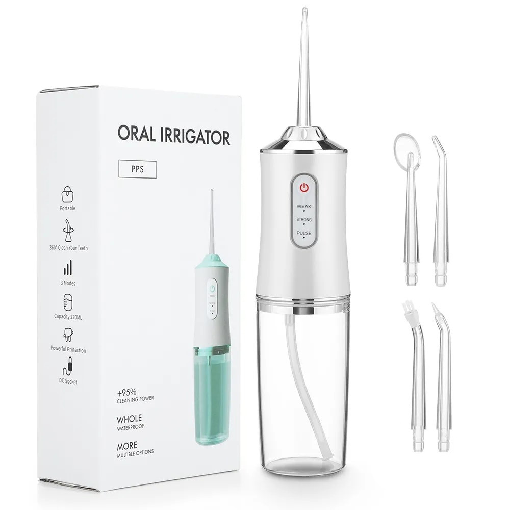 Іригатор для чищення зубів/повності рота портативний з акумулятором і 4 змінні насадки Oral Irrigator на 240, фото 1
