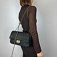 Шкіряна стильна сумка з клапаном фактура із візерунком С48-КТ-4242-1 Чорна, фото 3