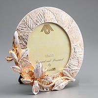 Рамка для фото з металу "Квіти" 14х14 см, для фото 8*8 см