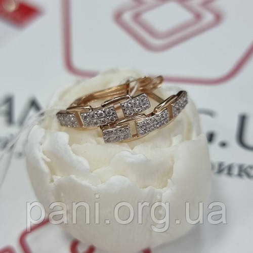 Сережки золоті класичні з маленькими круглими фіанітами