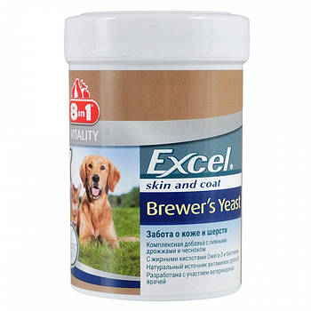 Харчова добавка для шкіри та шерсті собак та котів 8in1 Excel Brewers Yeast 260 шт/уп