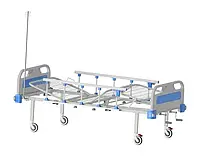 Ліжко медичне функціональне АТОН КФ-2-МП-БП-ОП-Ш-К125 з пластиковими бильцями, огорожами, штативом та колесами 125 мм