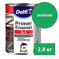 Ґрунт-емаль на іржу 3 в 1 Delfi 2,8 кг (зелений) для захисту від корозії та декоративної оздоблення