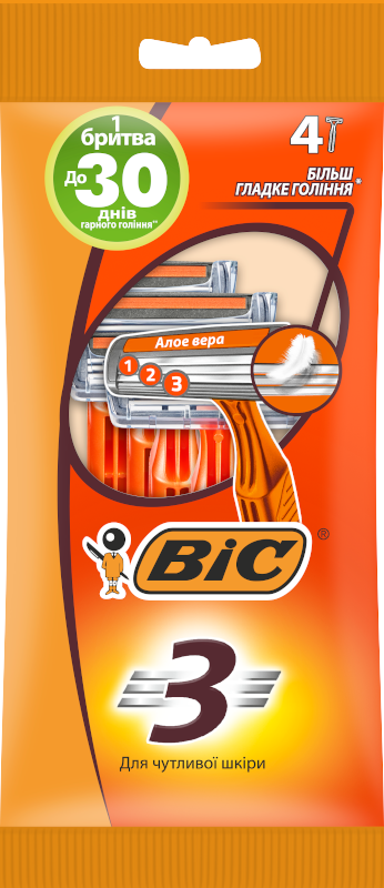 Набір бритв BIC Action 3. Блистер 4штуки