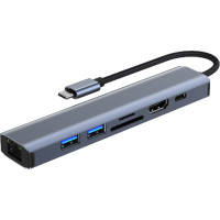 Концентратор Dynamode 7-in-1 USB-C to HDTV 4K\/30Hz, 2хUSB3.0, RJ45, USB-C PD 100W, SD\/MicroSD (BYL-2303)