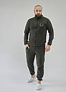 Домашній чоловічий костюм ФЛІСОВИЙ кофта на молнії та штанці ГРАФІТ/ХАКІ 408, фото 7