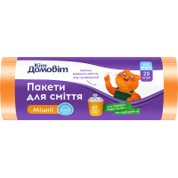 Пакети для сміття Кіт Домовіт Міцні 60 л 20 шт. (4820204404765), фото 1