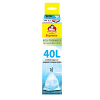 Пакети для сміття Помічниця З затяжками Бактерицидні Eco Friendly Supreme 40 л 12 шт. (4820212005862), фото 1