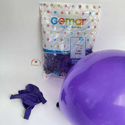 Повітряні кульки 12" PURPLE (#008 ) упаковка 100 шт GEMAR, фото 1