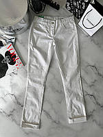 Летние штаны на девочку с рюшками на карманах Benetton, Белый, Девочка, Лето, 12 лет