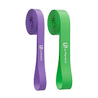 Резинові петлі для тренувань U-POWEX UP_1072 Power Band набір 2шт. Purple/Green (16-57kg) лучшая цена с