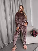 Теплая женская пижама домашний костюм Ткань полированная махра на меху Размеры 42-44, 46-48, 48-50