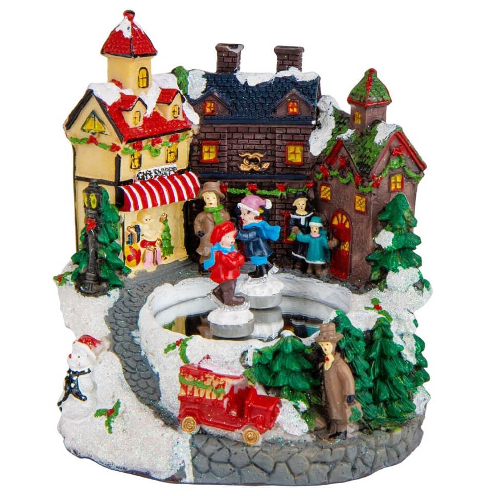 Новорічна музична карусель з підсвічуванням "Зимове містечко" працює від USB-кабелю та батарейок, фото 1