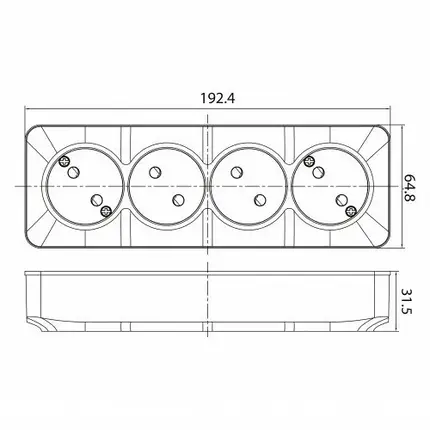 Розетка Horoz POWER MAX-4 IP20 4-а накладна без заземлення біла 104-008-0003-010, фото 2