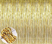 Шторка завіса з фольги для фотозони (глянець золотий 1х2 метри)