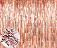 Шторка завіса з фольги для фотозони (рожеве золото 1х2 метри)