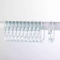 Прозрачные кольца для крепление душевой шторки к карнизу Bathlux, пластиковые, 12 штук в упаковке SV