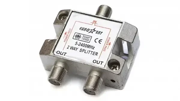 Splitter 2-way Germany 5-2400MHZ, з проходом живлення, корпус метал
