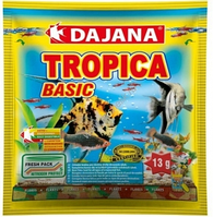 Корм Dajana Tropica Basic 80 ml. Корм в состоящий из 7 видов хлопьев на каждый день для декоративных рыбок