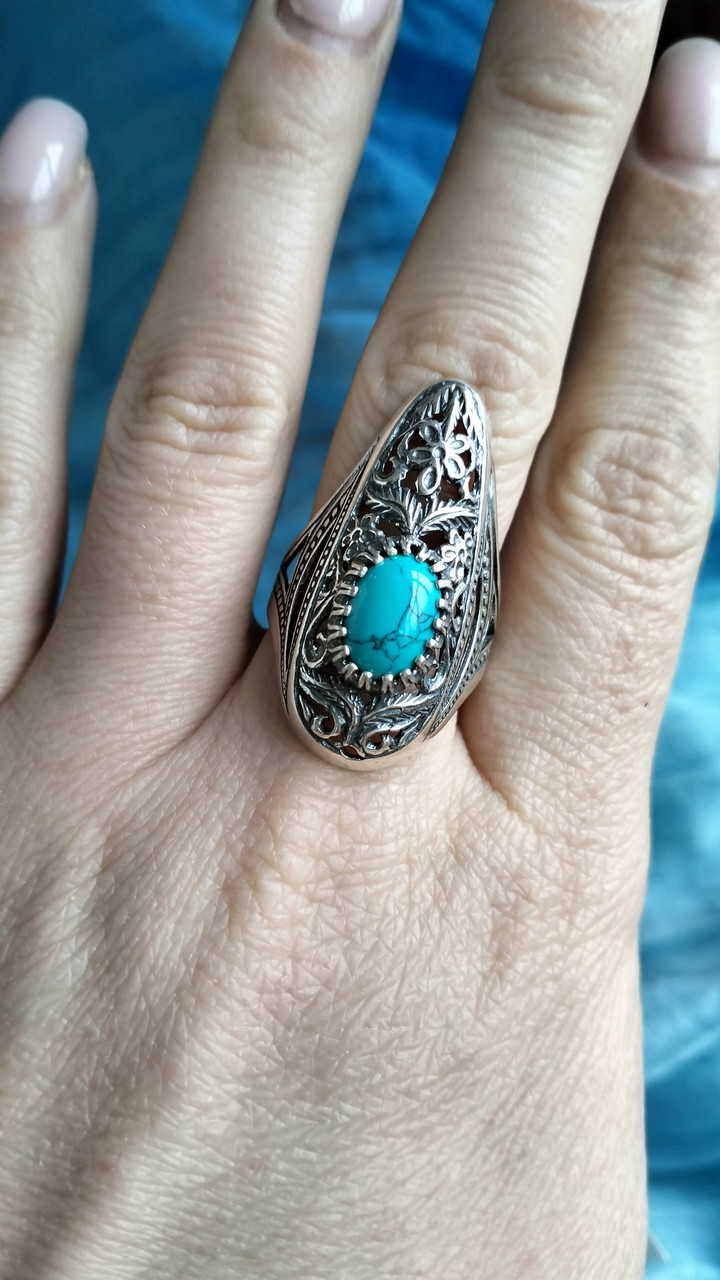 Срібне кільце з бірюзою, фото 1