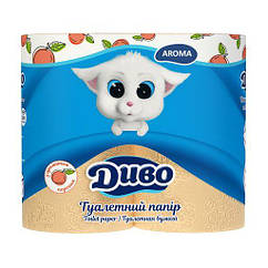 Папір туалетний Диво AROMA ПЕРСИК целюлозний на гільзі по 4рул. 2-шар. (персик) (20)