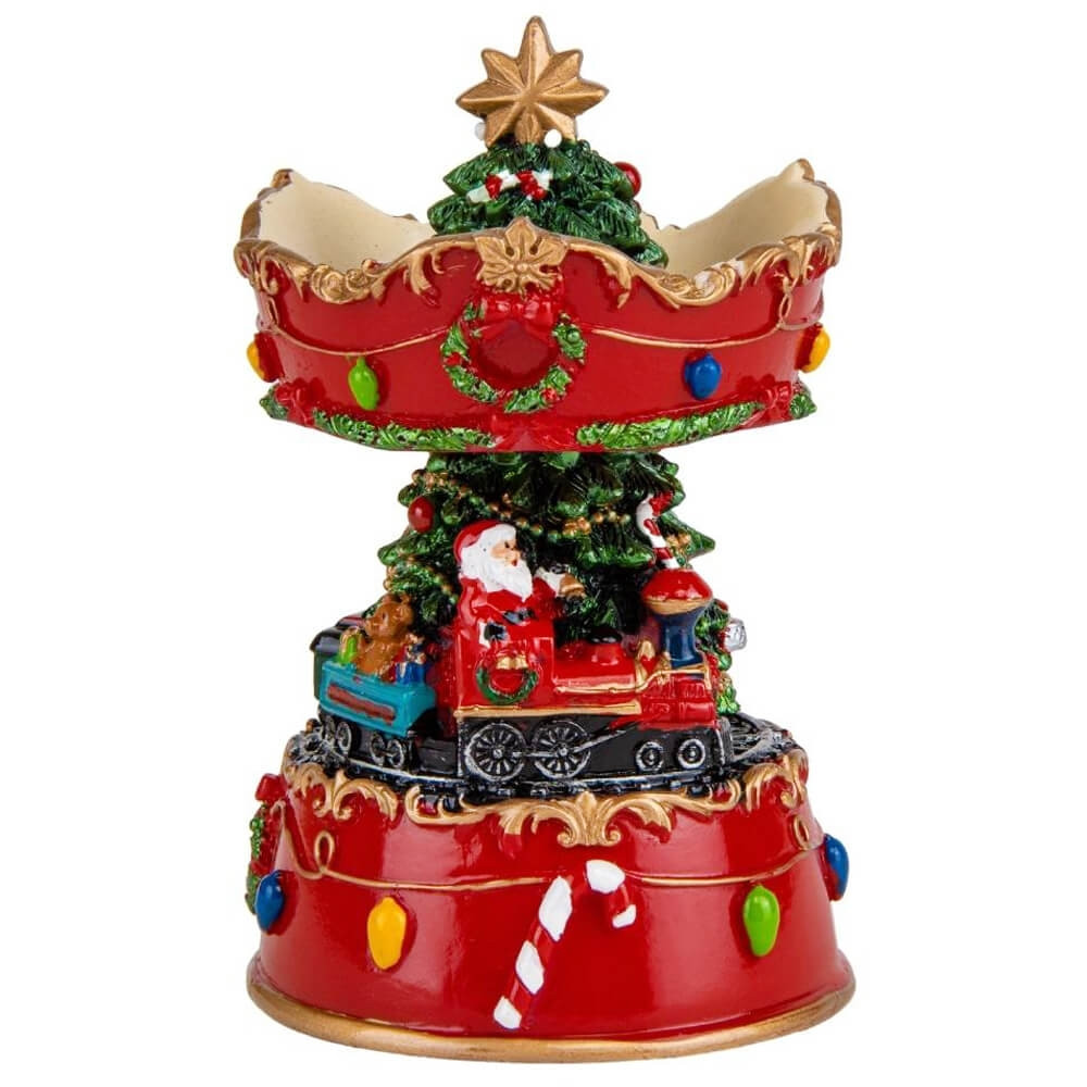 Новорічна музична карусель "Казковий потяг" із заводним механізмом 7,6*7,6*12 см, фото 1