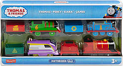 Паровозик Томас і друзі. Набір 4 моторизованих поїздів: Томас, Персі, Кана, Джеймс. Thomas & Friends Motorized train engine set