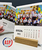 Заказать календарь со своими фотографиями настольный 12х16см с деревянной подложкой 2024