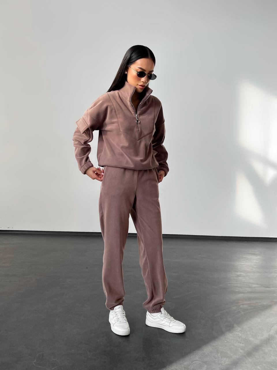 Флісовий спортивний костюм з вільною кофтою та штанами на манжетах (р. 42-48) 4052033, фото 1