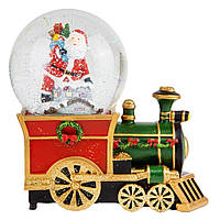 Новогодний снежный шар с мелодией и подсветкой "Новогодний поезд" работает от батареек 11*18,5*20 см