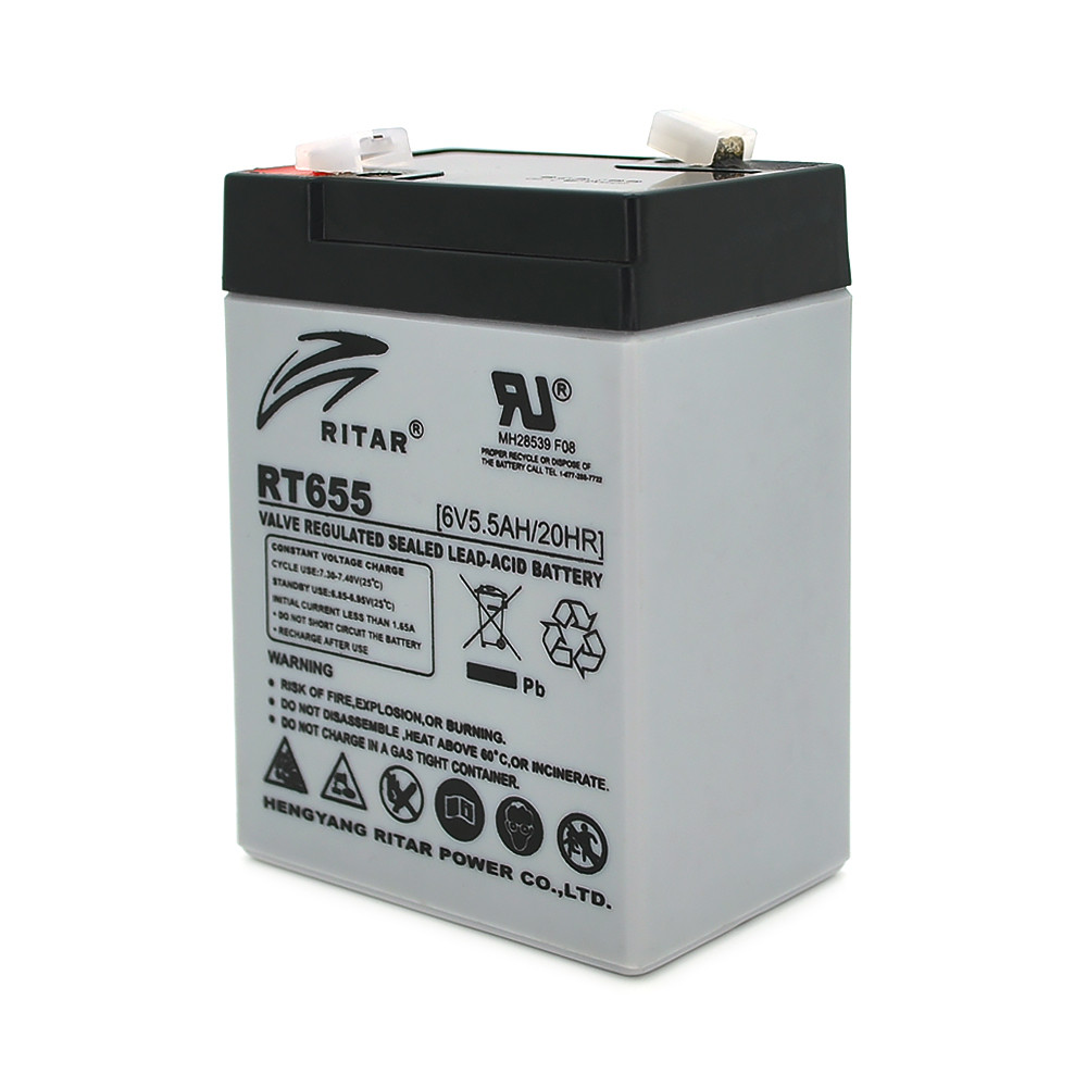 Акумуляторна батарея AGM RITAR RT655, Gray Case, 6V 5.5Ah  ( 70х47х99 (105) ) Q20