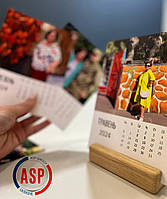 Заказать календарь с фото, Настольный календарь со своими фотографиями 12х16см на деревянной подложке 2024