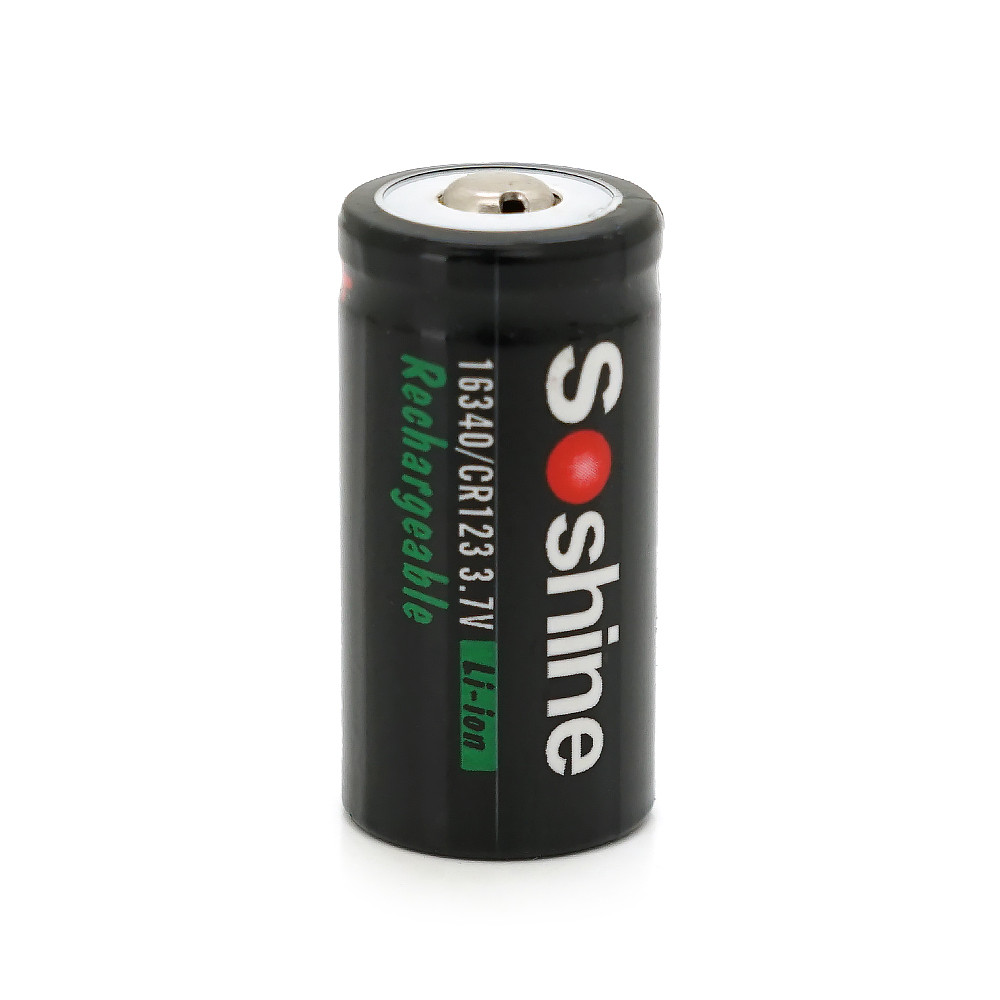 Акумулятор Soshine 16340/CR123 Li-Ion, 700mAh, 1A, 4.2/3.7/2.5V, Button Top, Black, фото 1