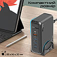 Мережевий зарядний пристрій Promate GaNPort-140W 3хUSB-C+USB-A Black (ganport-140w.black), фото 8