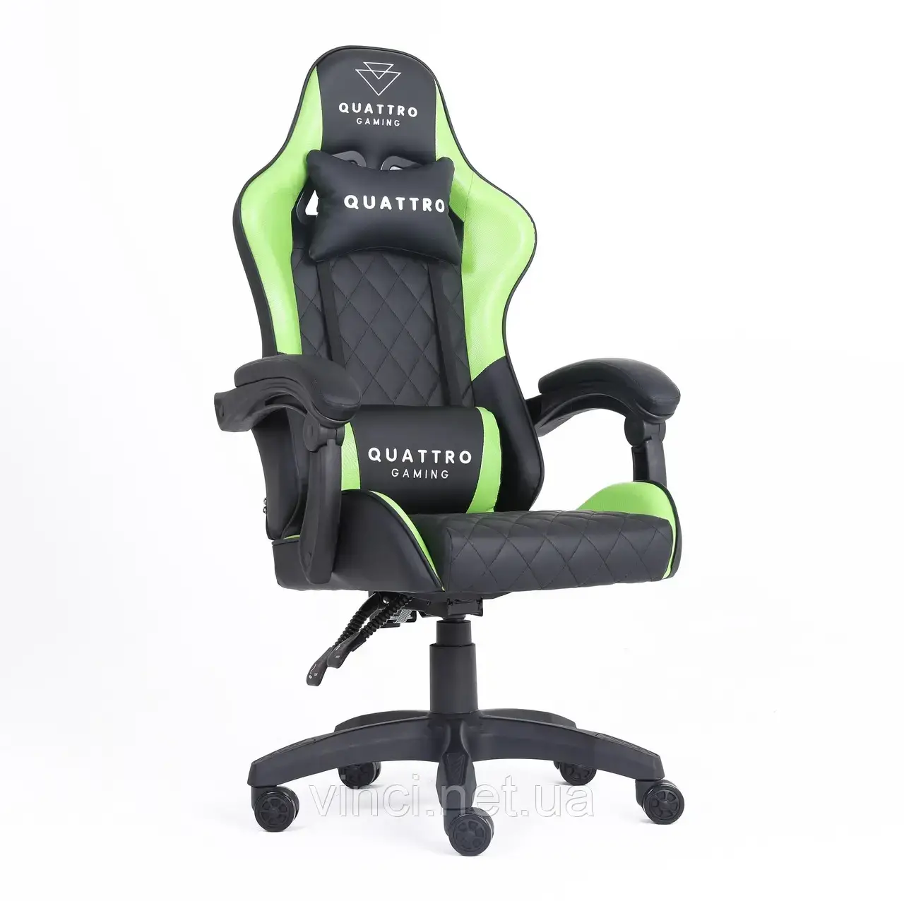 Комп‘ютерне крісло з карбоновими вставками CARBON Quattro Gaming ЧОРНО-ЗЕЛЕНЕ Відмінна якість! НОВИНКА!