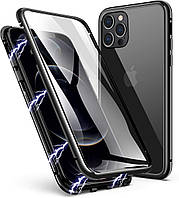 Чехол LONYAN для iPhone 12 Pro/iPhone 12: Магнитный Адсорбционный Дизайн, Защита Спереди и Сзади, Закаленное