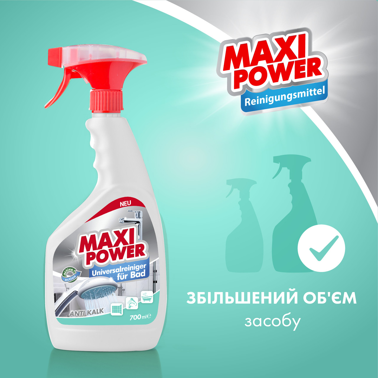 MAXI POWER Универсальное моющее средство для ванной комнаты 0,7л - фото 3 - id-p2019387386