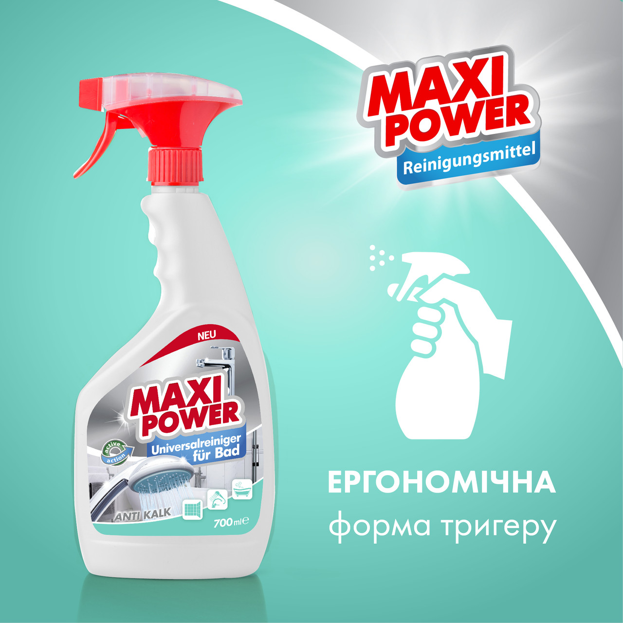 MAXI POWER Универсальное моющее средство для ванной комнаты 0,7л - фото 5 - id-p2019387386