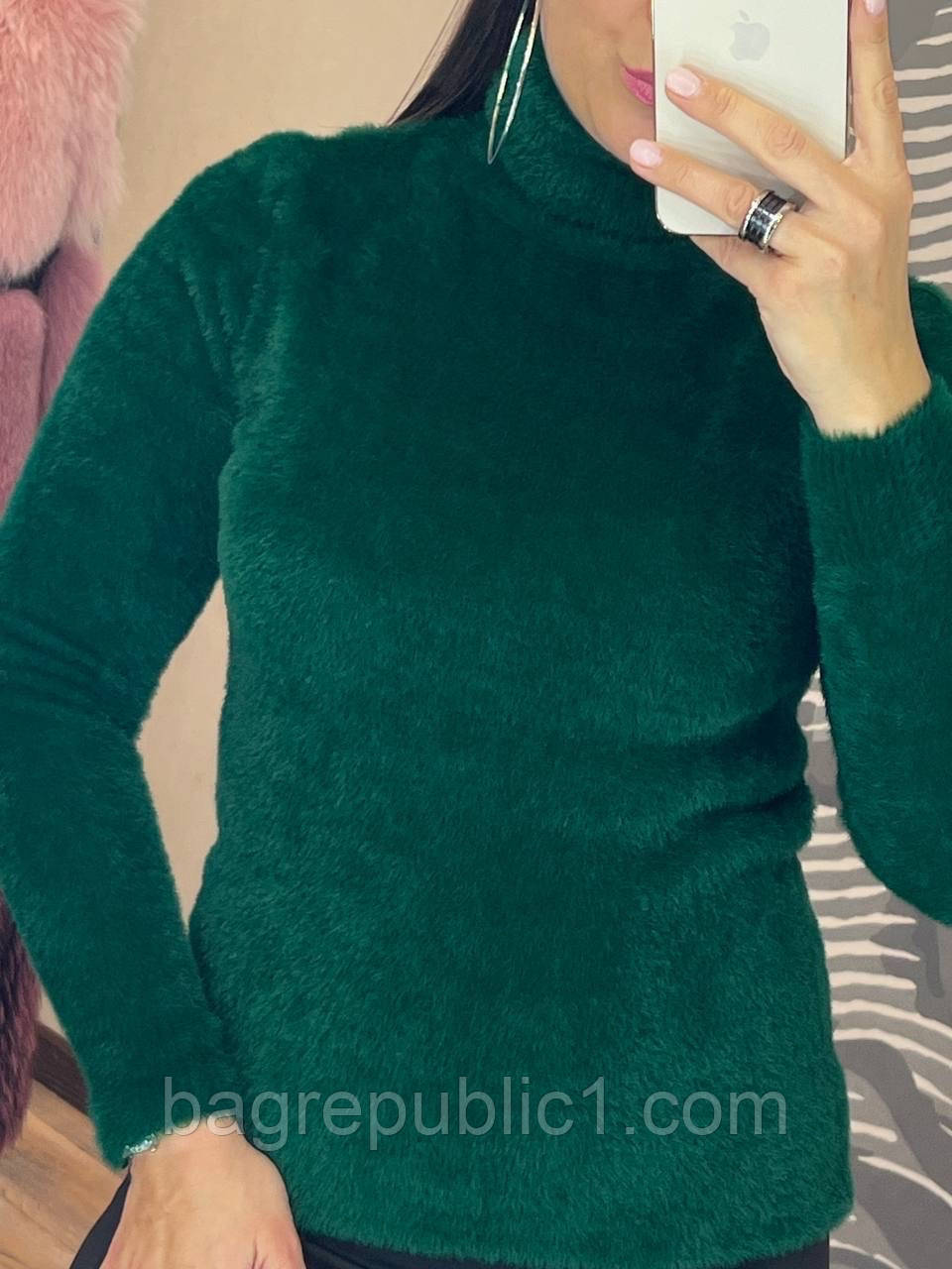 Женский свитер Альпака чёрный, молочный, зелёный Жіночий светр 46-50 - фото 8 - id-p2022413925