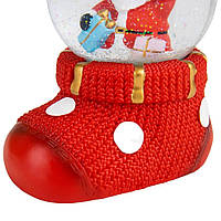 Декоративный новогодний снежный шар с мелодией "Ботинок с подарками" 9,5*13*16,5 см