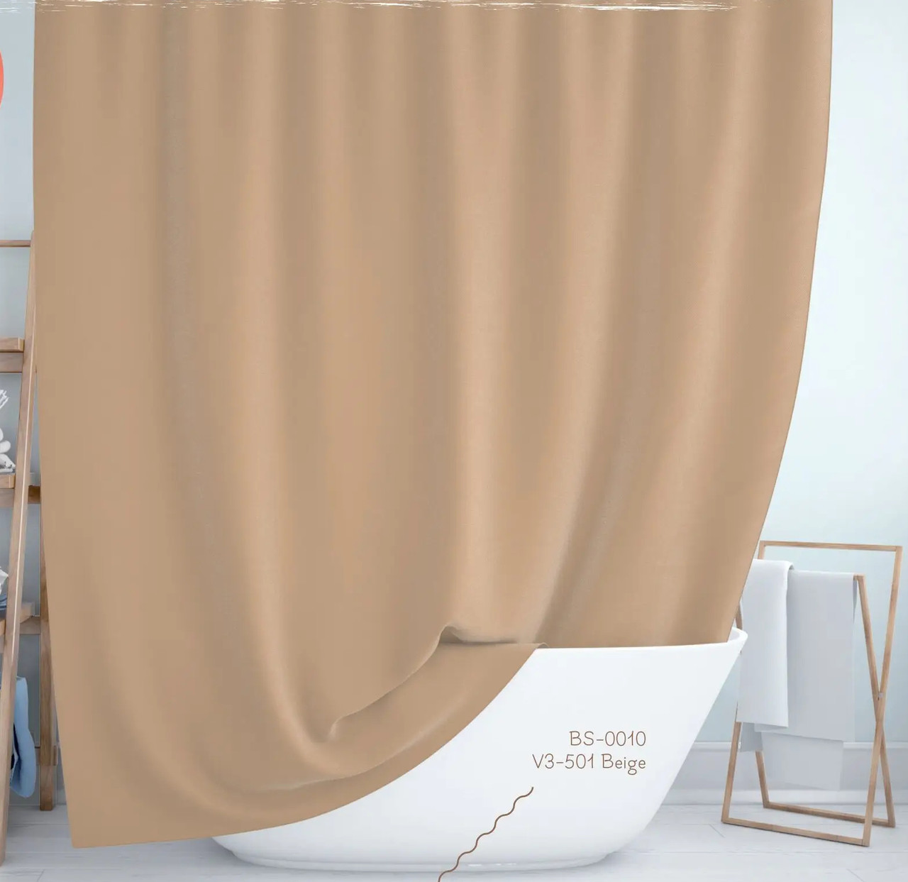 Шторка 180*200 см для ванної кімнати поліестер з декором Beige