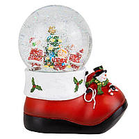 Декоративный новогодний снежный шар с мелодией "Праздничный ботинок" 9,5*14,5*17 см