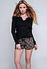 Жіноча піжама бавовна джемпер і шорти Sensis She-K чорна розмір 46 L, фото 4