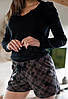 Жіноча піжама бавовна джемпер і шорти Sensis She-K чорна розмір 46 L, фото 5