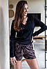 Жіноча піжама бавовна джемпер і шорти Sensis She-K чорна розмір 48 XL, фото 2