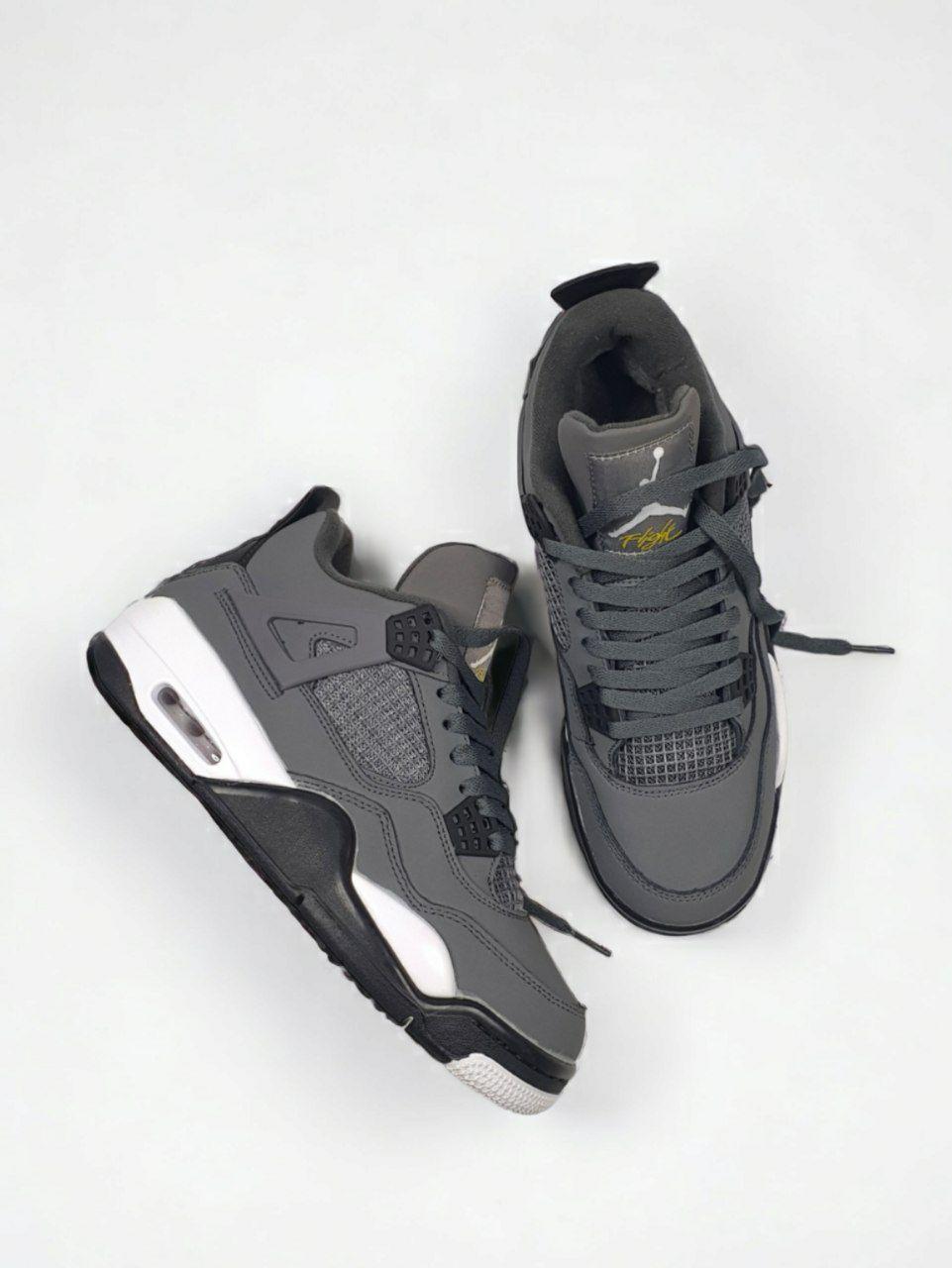 Кросівки зимові Nike Jordan 4 Grey Winter Fur чоловічі сірі з хутром високі шкіряні, фото 1