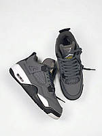 Кроссовки зимние Nike Jordan 4 Grey Winter Fur мужские серые с мехом высокие кожаные