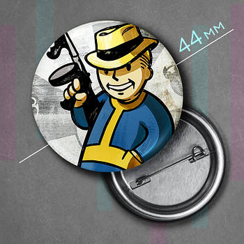 "Волт Бой гангстер (Фаллаут)" значок круглий на булавці Ø44 мм